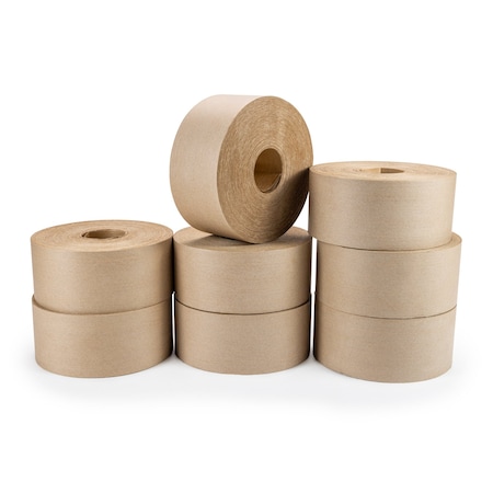 Idl Packaging 3in x 375' Reinforced Heavy Duty Water-Activated Gummed Kraft Tape, White, 8PK H-70W-8
